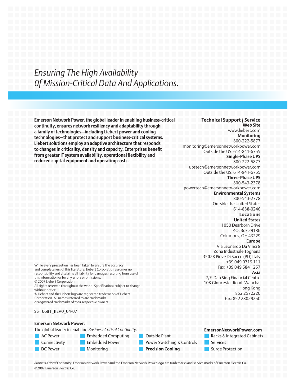 Liebert Rack Enclosure With Integrated Water-Based Cooling XDK User Manual | Page 32 / 32
