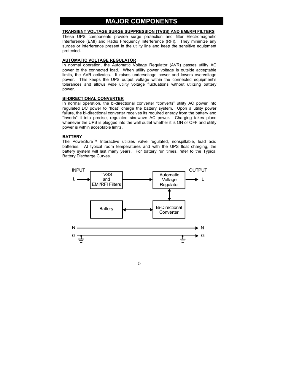 Major components | Liebert 700-2200 VA User Manual | Page 5 / 26