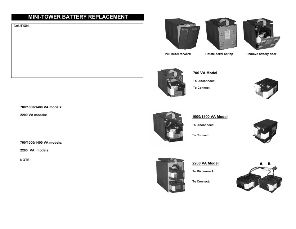 Mini-tower battery replacement | Liebert Power Supply User Manual | Page 9 / 14