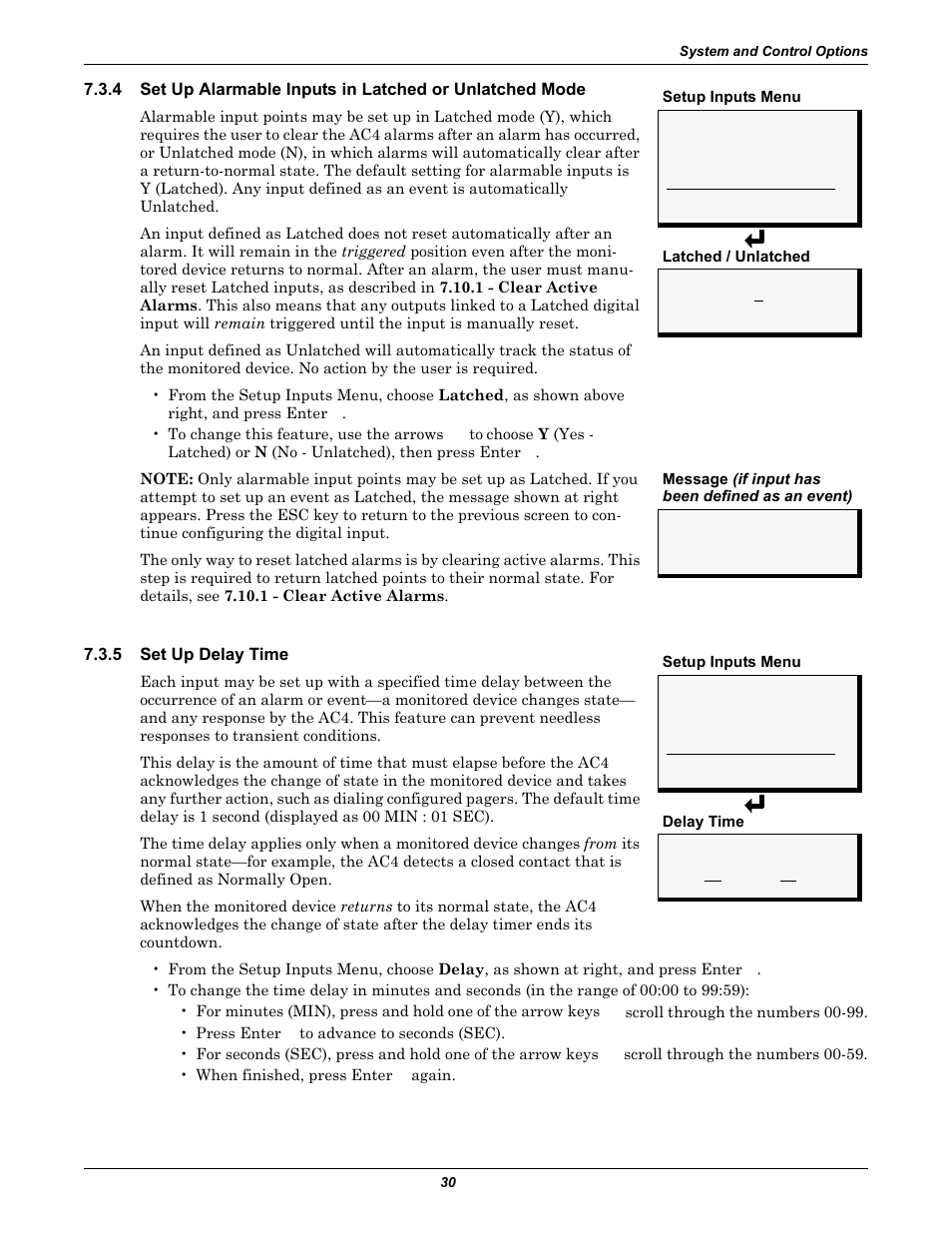 5 set up delay time, Set up delay time, See section 7.3.4 ) | Liebert AC4 User Manual | Page 36 / 88