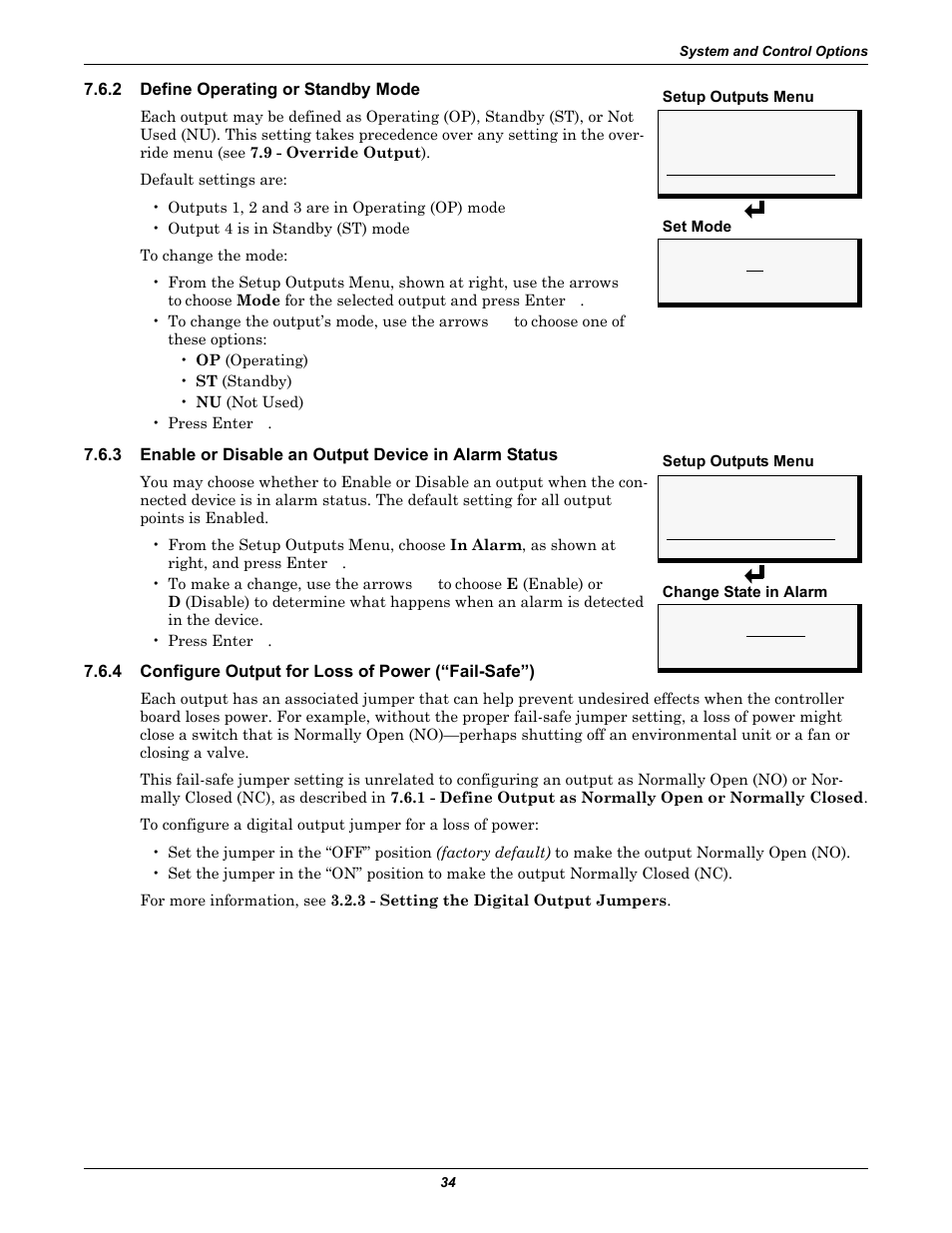 2 define operating or standby mode, 4 configure output for loss of power (“fail-safe”), Define operating or standby mode | Enable or disable an output device in alarm status, Configure output for loss of power (“fail-safe”), Configure output for loss of, Power (“fail-safe”) | Liebert AC4 User Manual | Page 40 / 88