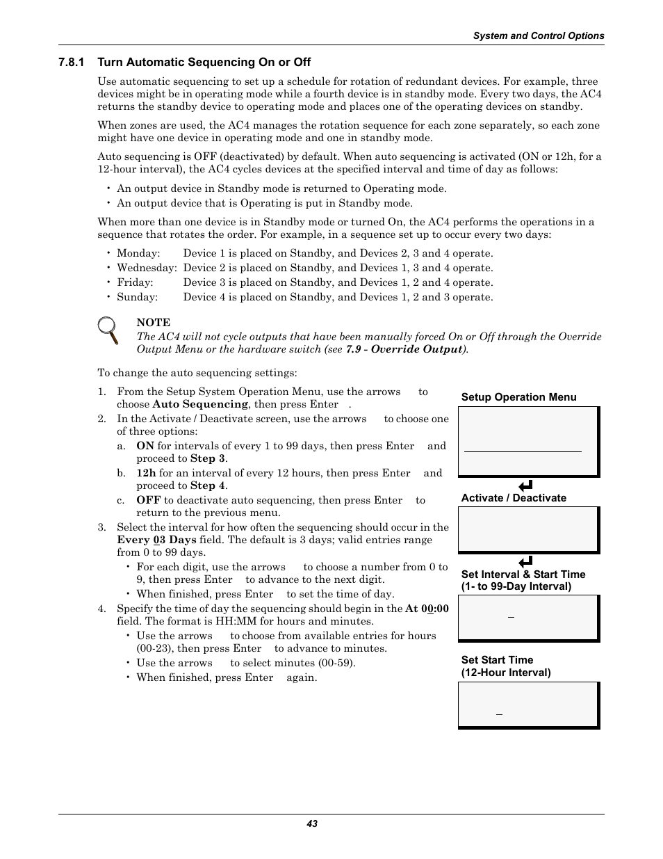 1 turn automatic sequencing on or off, Turn automatic sequencing on or off | Liebert AC4 User Manual | Page 49 / 88