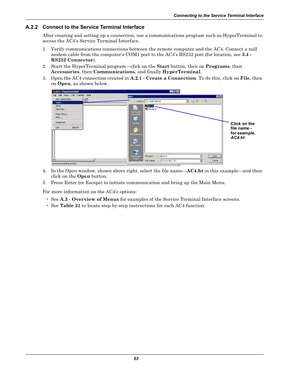 A.2.2 connect to the service terminal interface, A.2.2, Connect to the service terminal interface | Liebert AC4 User Manual | Page 59 / 88
