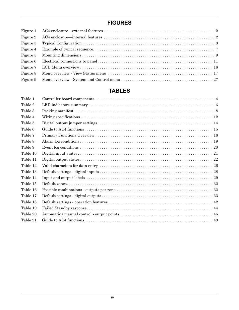 Figures, Tables | Liebert AC4 User Manual | Page 6 / 88