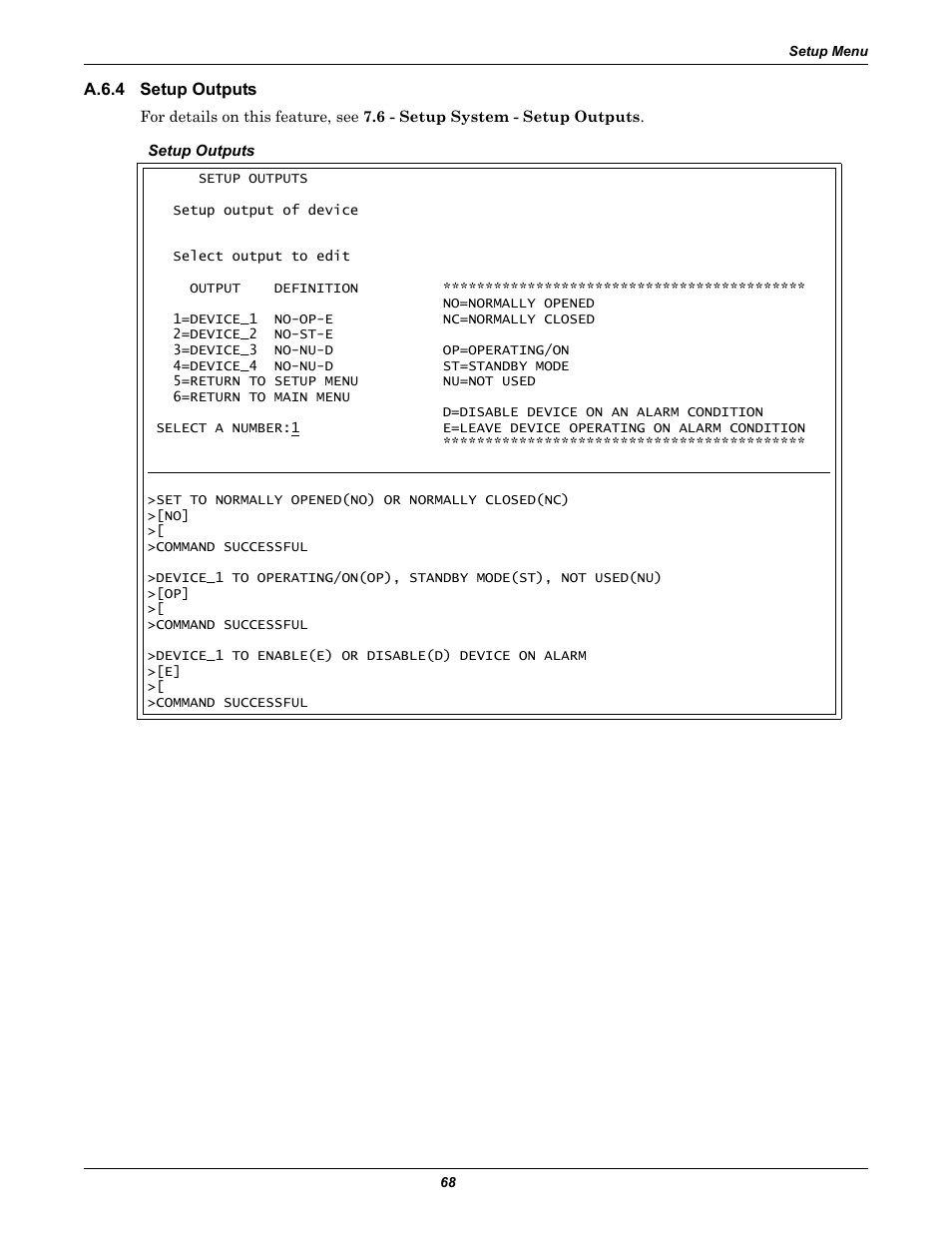 A.6.4 setup outputs, A.6.4, Setup outputs | Section a.6.4 | Liebert AC4 User Manual | Page 74 / 88