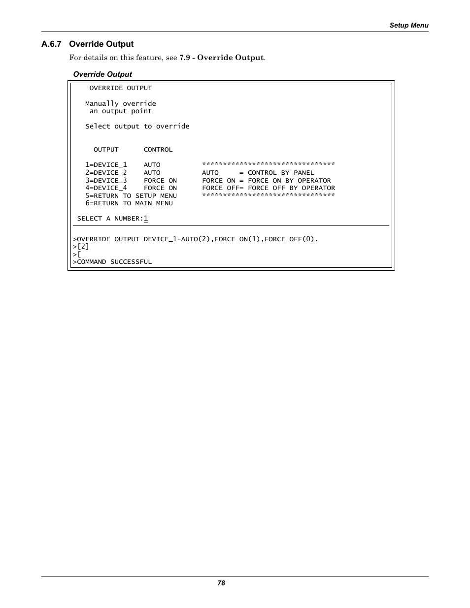 A.6.7 override output, A.6.7, Override output | Section a.6.7 | Liebert AC4 User Manual | Page 84 / 88