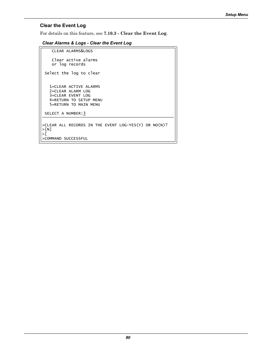 Clear the event log | Liebert AC4 User Manual | Page 86 / 88