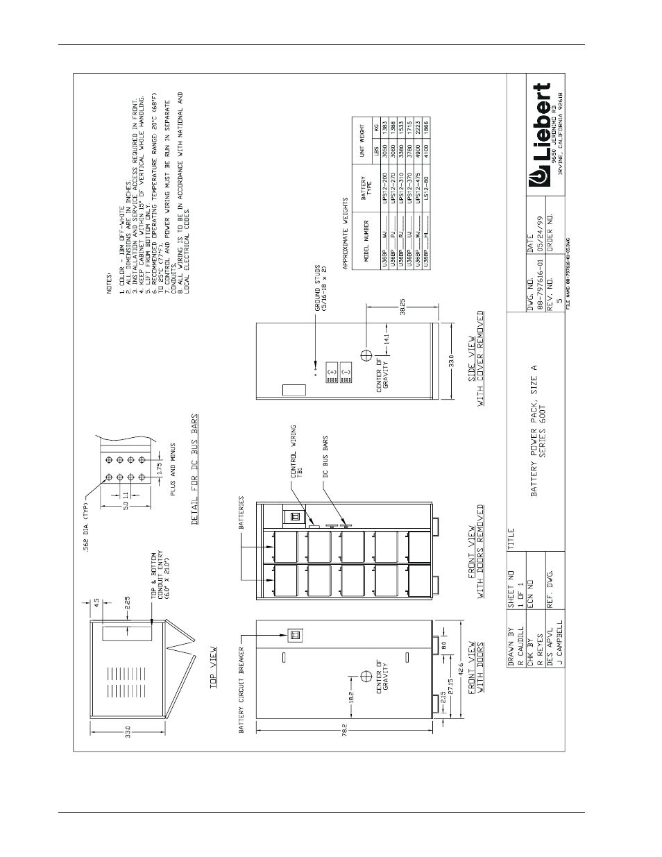 Figure 11 battery cabinet, size a, Figure 11, Figure 11 th | Liebert 600T User Manual | Page 36 / 73