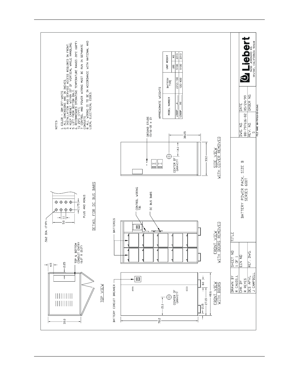 Figure 12 battery cabinet, size b | Liebert 600T User Manual | Page 37 / 73