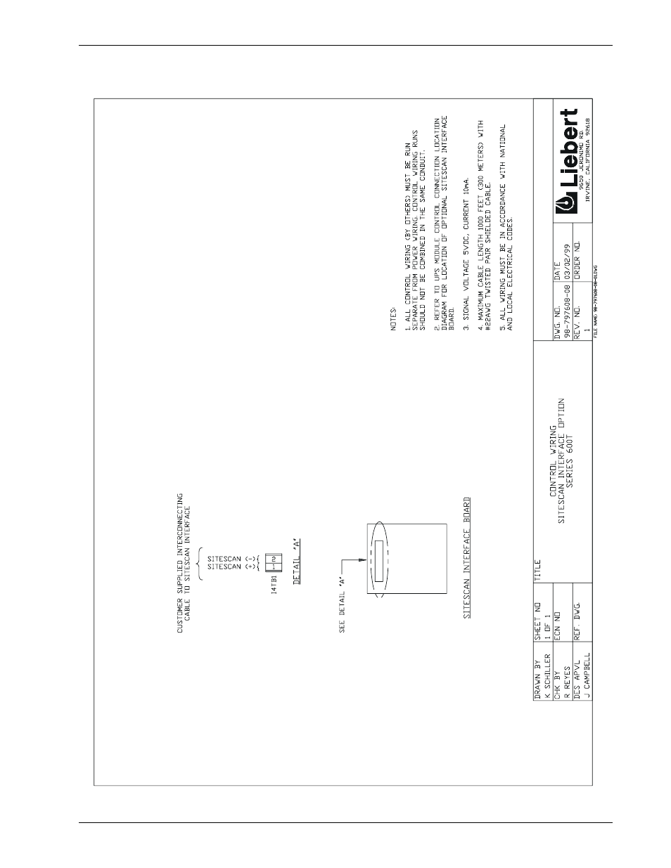 Figure 32 control wiring, sitescan interface | Liebert 600T User Manual | Page 57 / 73