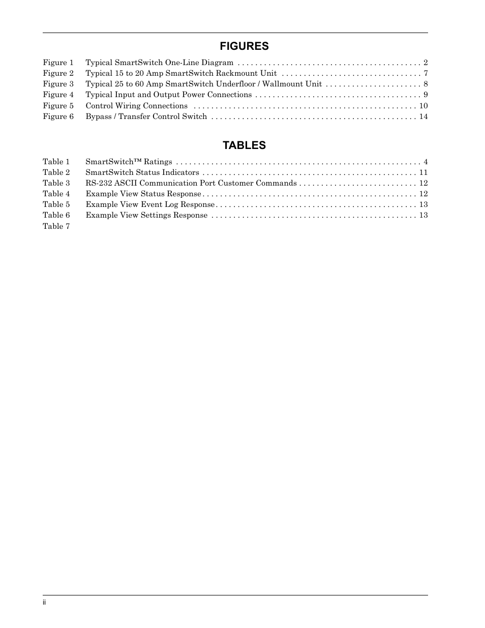 Figures, Tables | Liebert SmartSwitchTM User Manual | Page 4 / 23