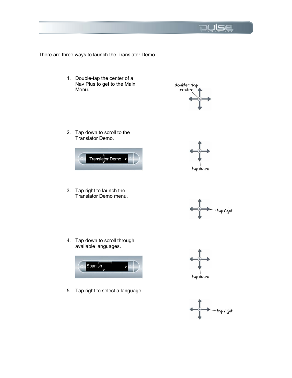 To launch translator demo, Using nav plus | Livescribe PULSE User Manual | Page 58 / 89