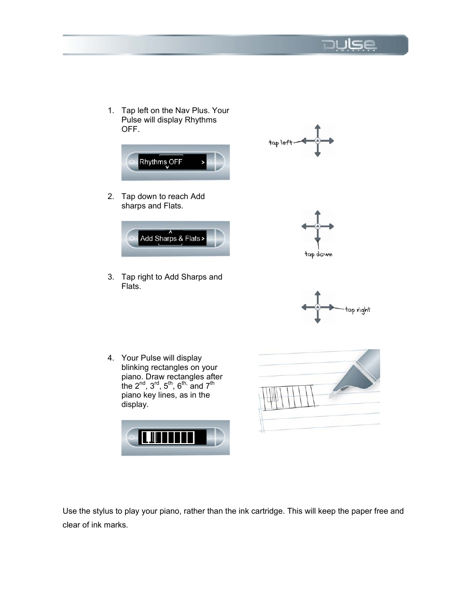 Adding sharps and flats, Piano tips | Livescribe PULSE User Manual | Page 63 / 89
