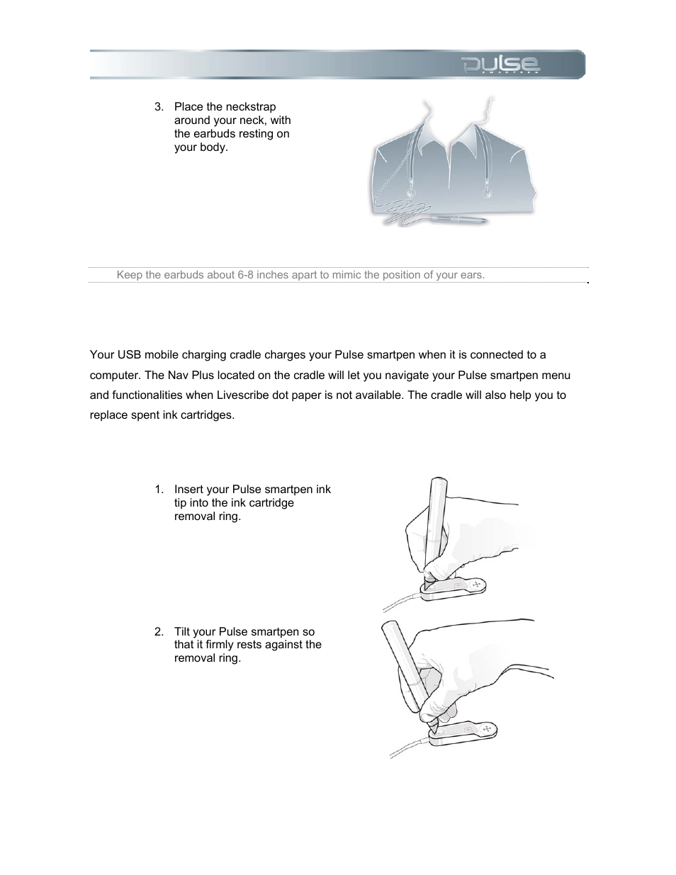 Usb mobile charging cradle, Replacing the ink cartridge | Livescribe PULSE User Manual | Page 72 / 89