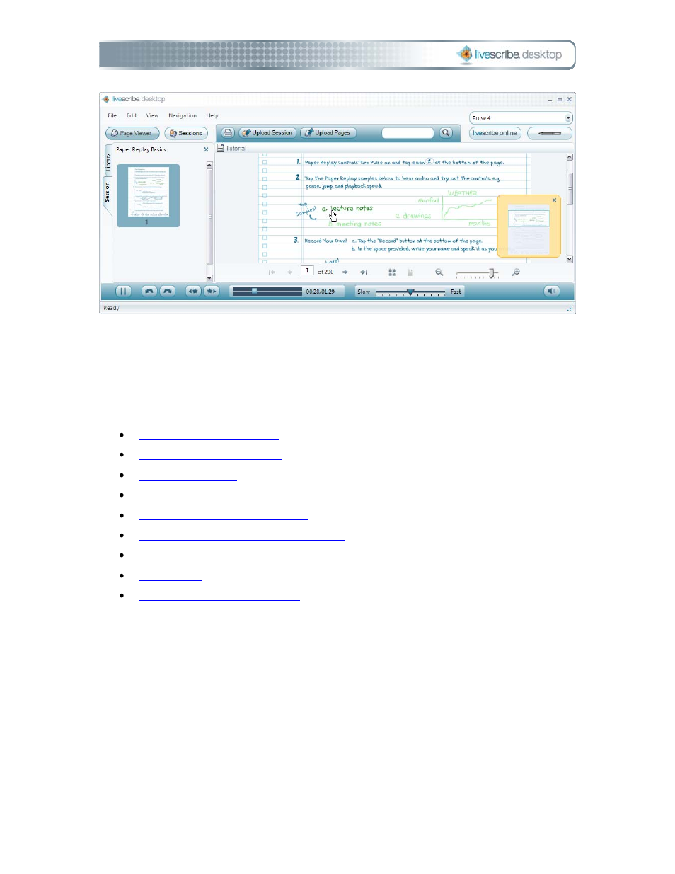 Paging through a notebook, Viewing pages | Livescribe DESKTOP VERSION 1.2 User Manual | Page 32 / 70