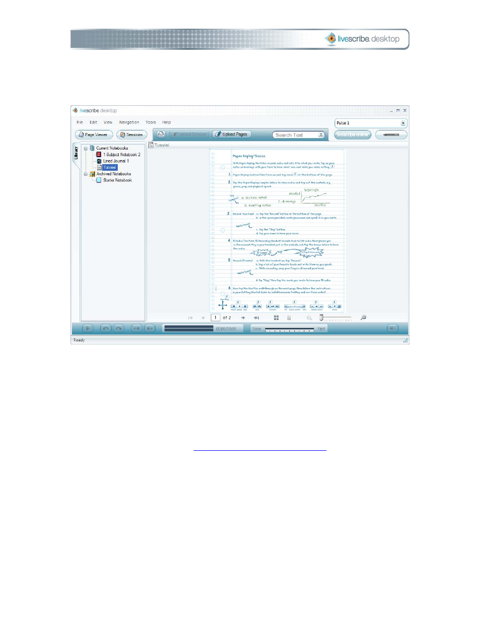 Playing audio while viewing pages | Livescribe DESKTOP VERSION 1.2 User Manual | Page 35 / 70