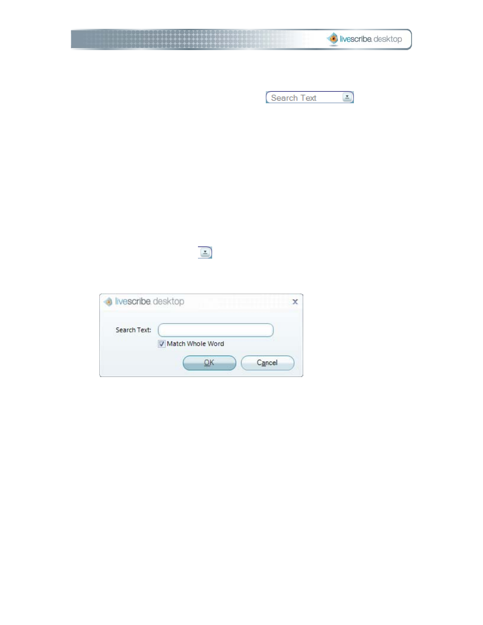 To search, use one of these methods, Viewing search results | Livescribe DESKTOP VERSION 1.2 User Manual | Page 40 / 70
