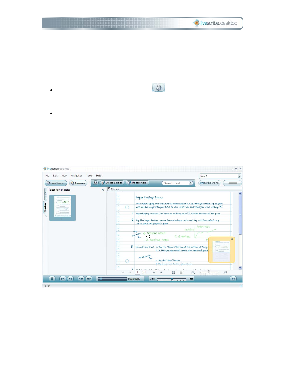 Viewing a session's pages | Livescribe DESKTOP VERSION 1.2 User Manual | Page 48 / 70