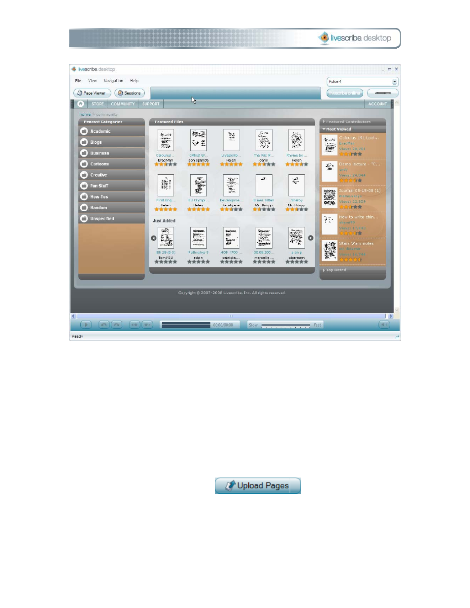 Uploading pages | Livescribe DESKTOP VERSION 1.2 User Manual | Page 52 / 70