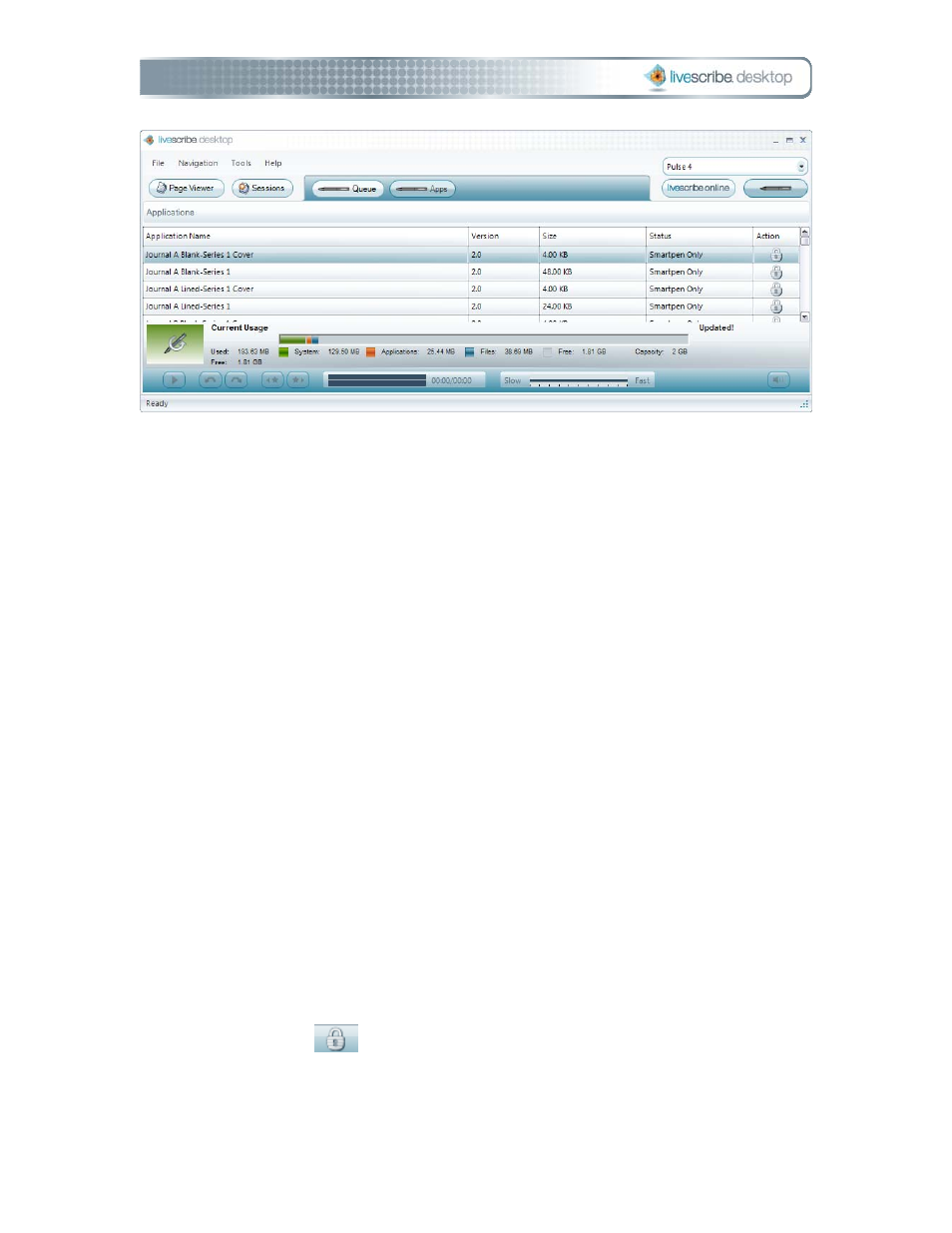 Installing software updates, Installing new applications and software, Viewing queued applications and software | Livescribe DESKTOP VERSION 1.2 User Manual | Page 66 / 70