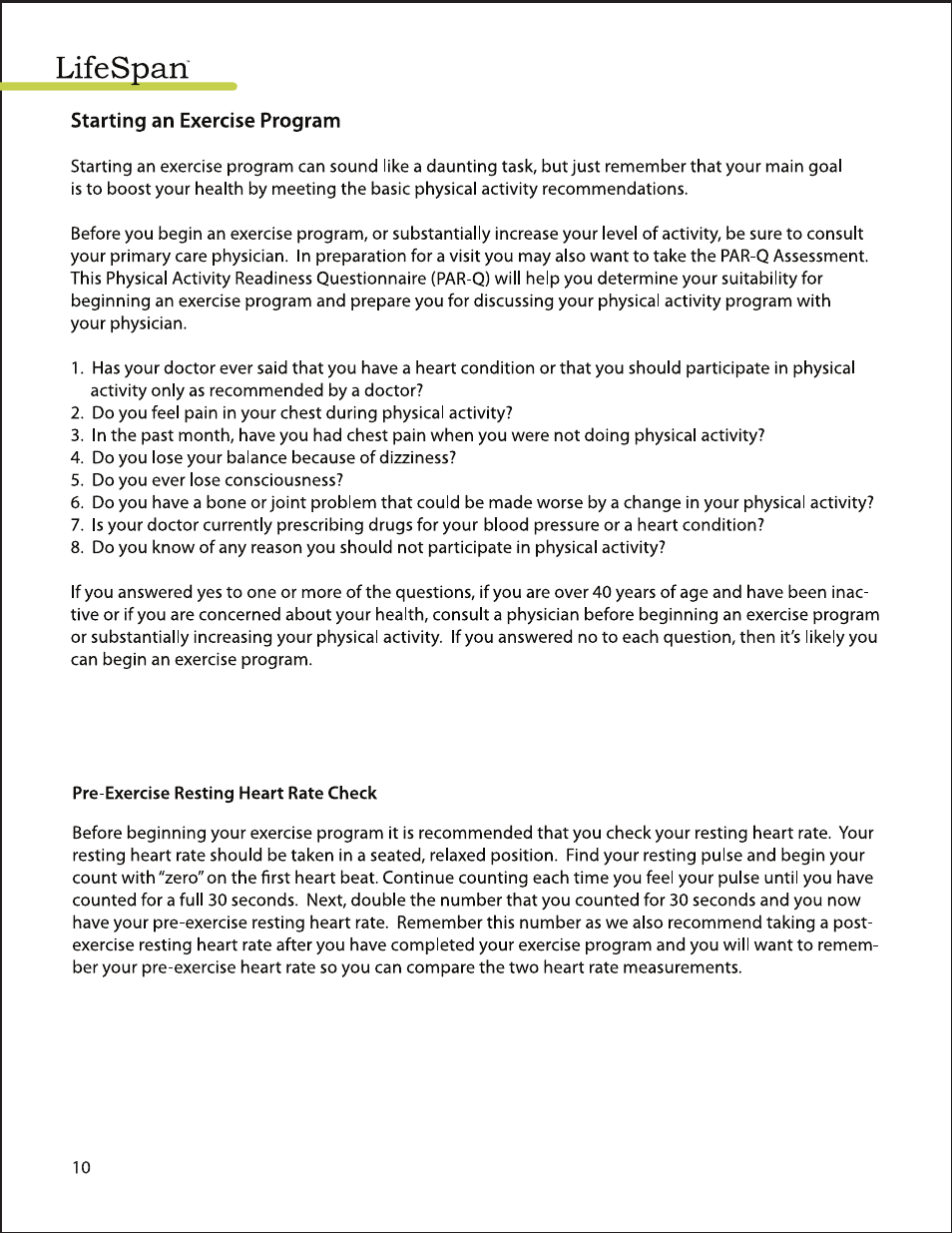 LifeSpan EL2000 User Manual | Page 10 / 44