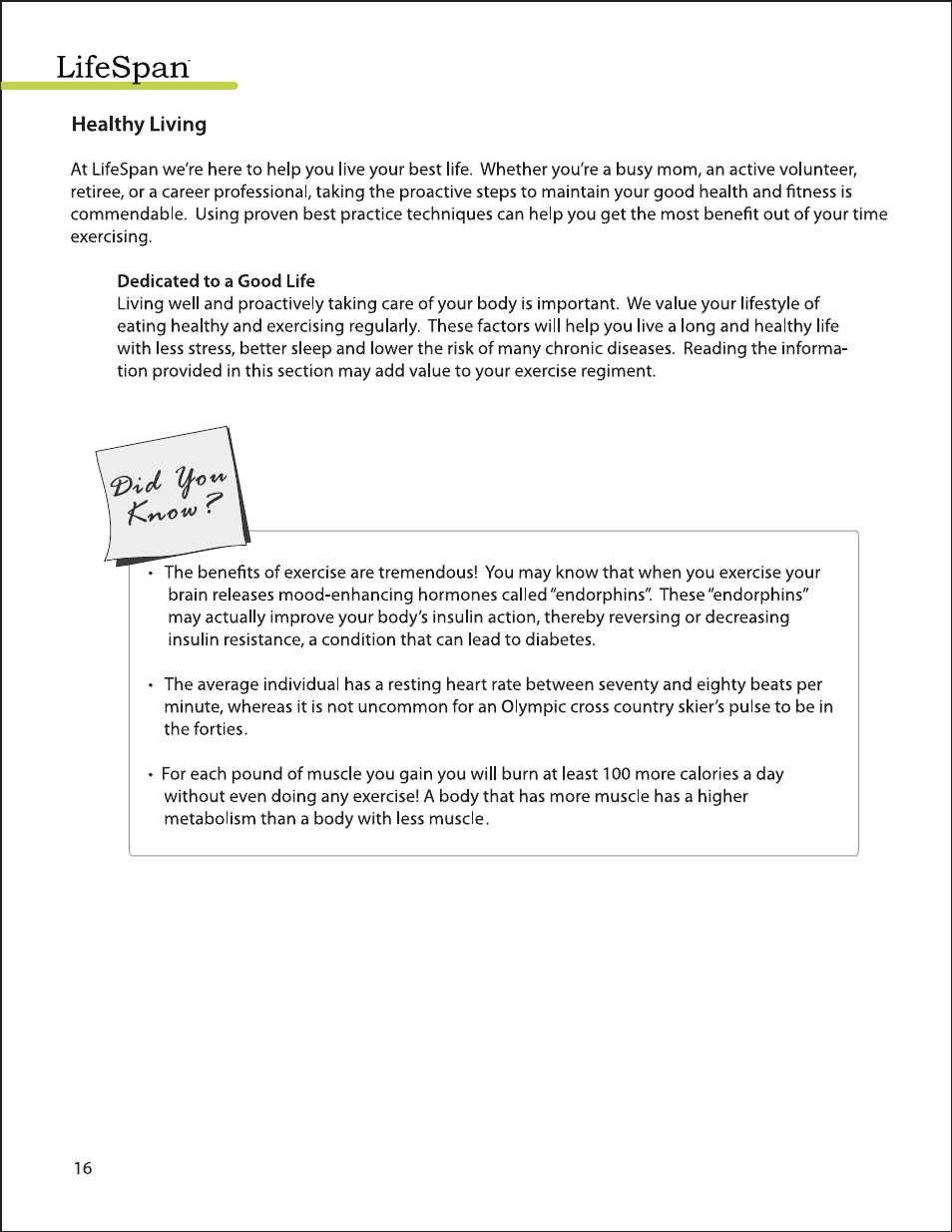 LifeSpan EL2000 User Manual | Page 16 / 44
