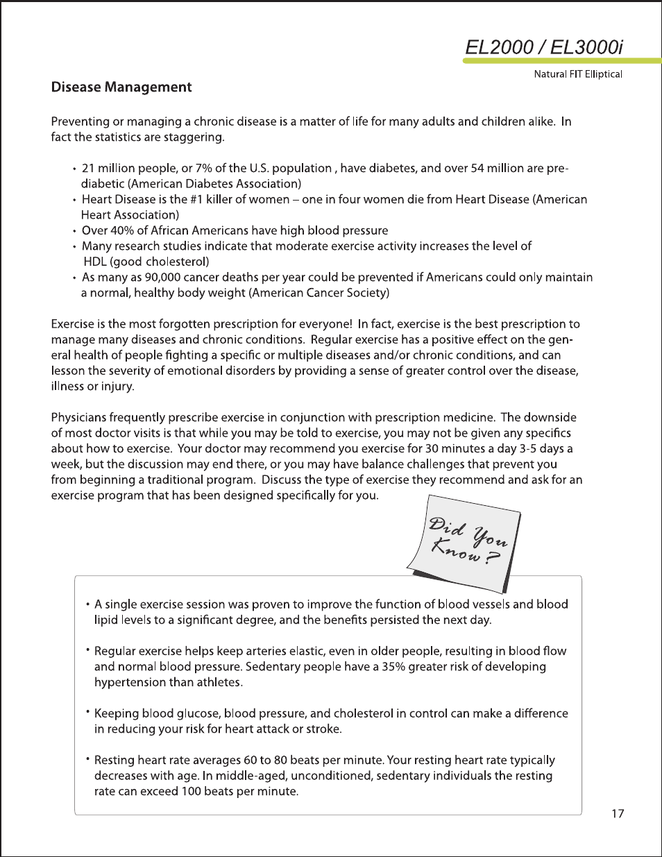 LifeSpan EL2000 User Manual | Page 17 / 44