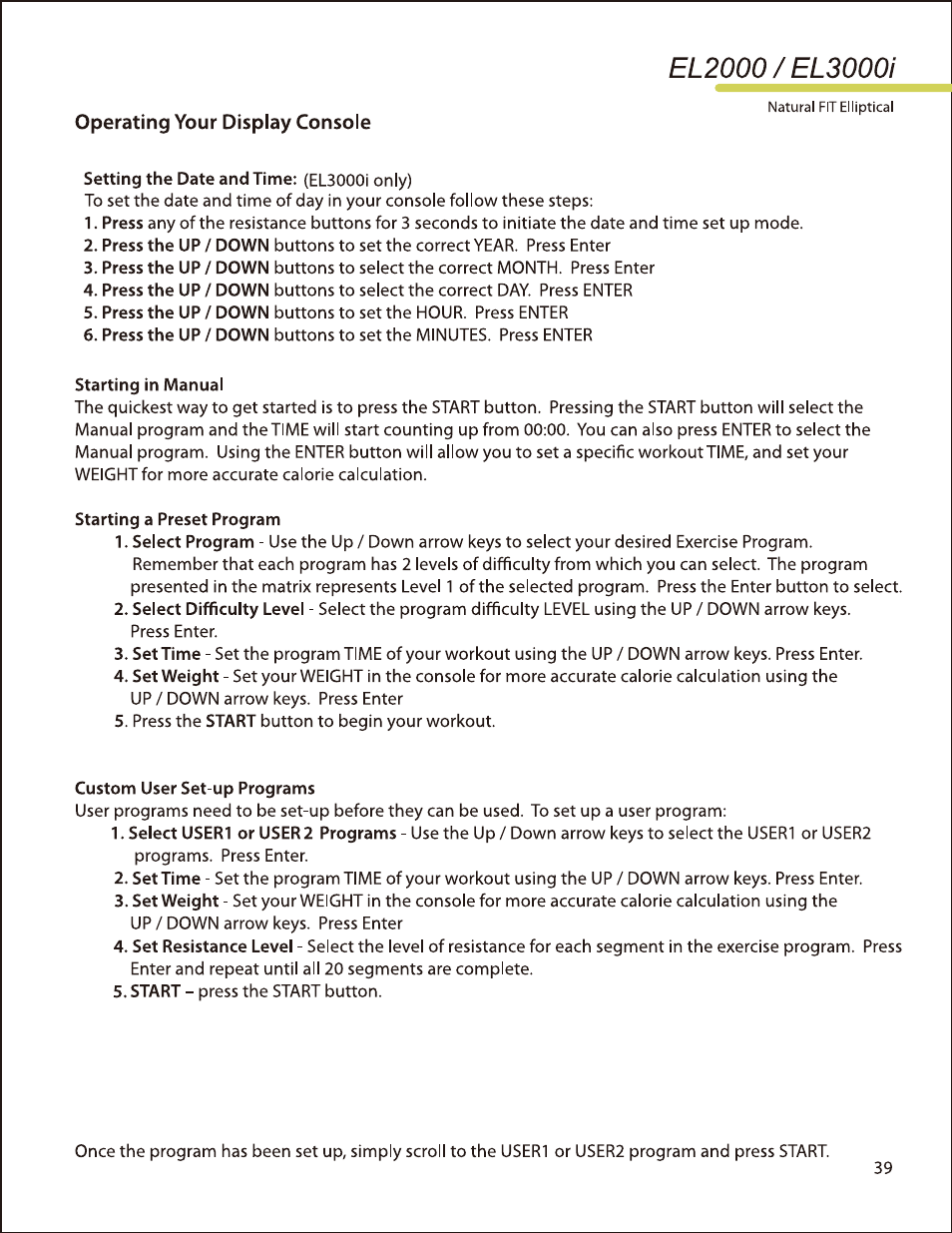 LifeSpan EL2000 User Manual | Page 39 / 44