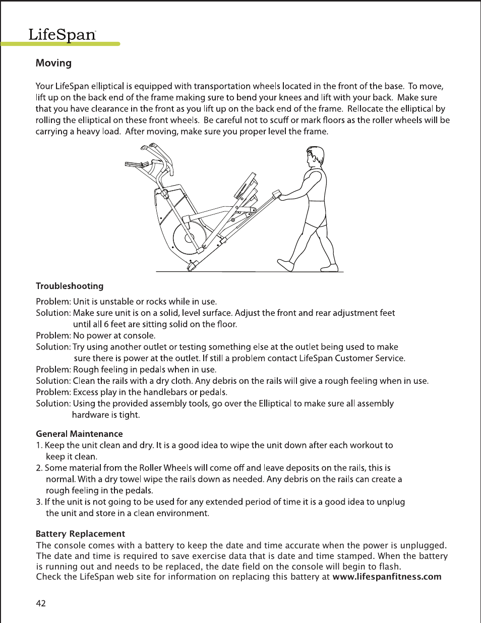 LifeSpan EL2000 User Manual | Page 42 / 44