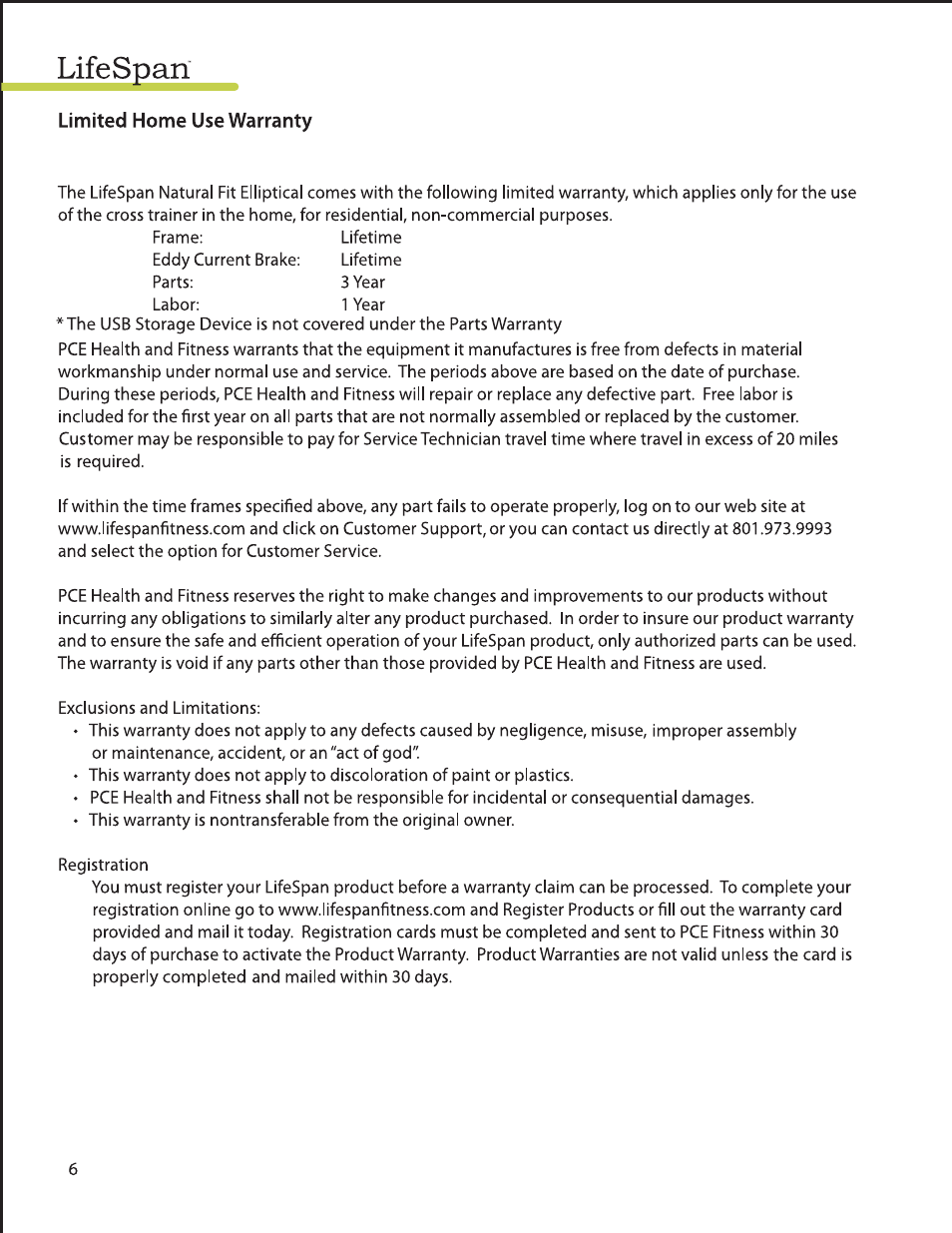 LifeSpan EL2000 User Manual | Page 6 / 44