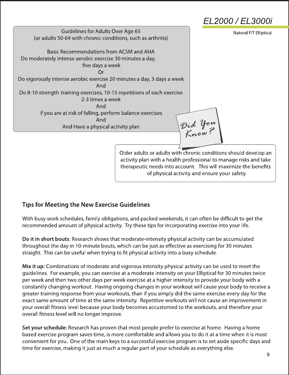 LifeSpan EL2000 User Manual | Page 9 / 44