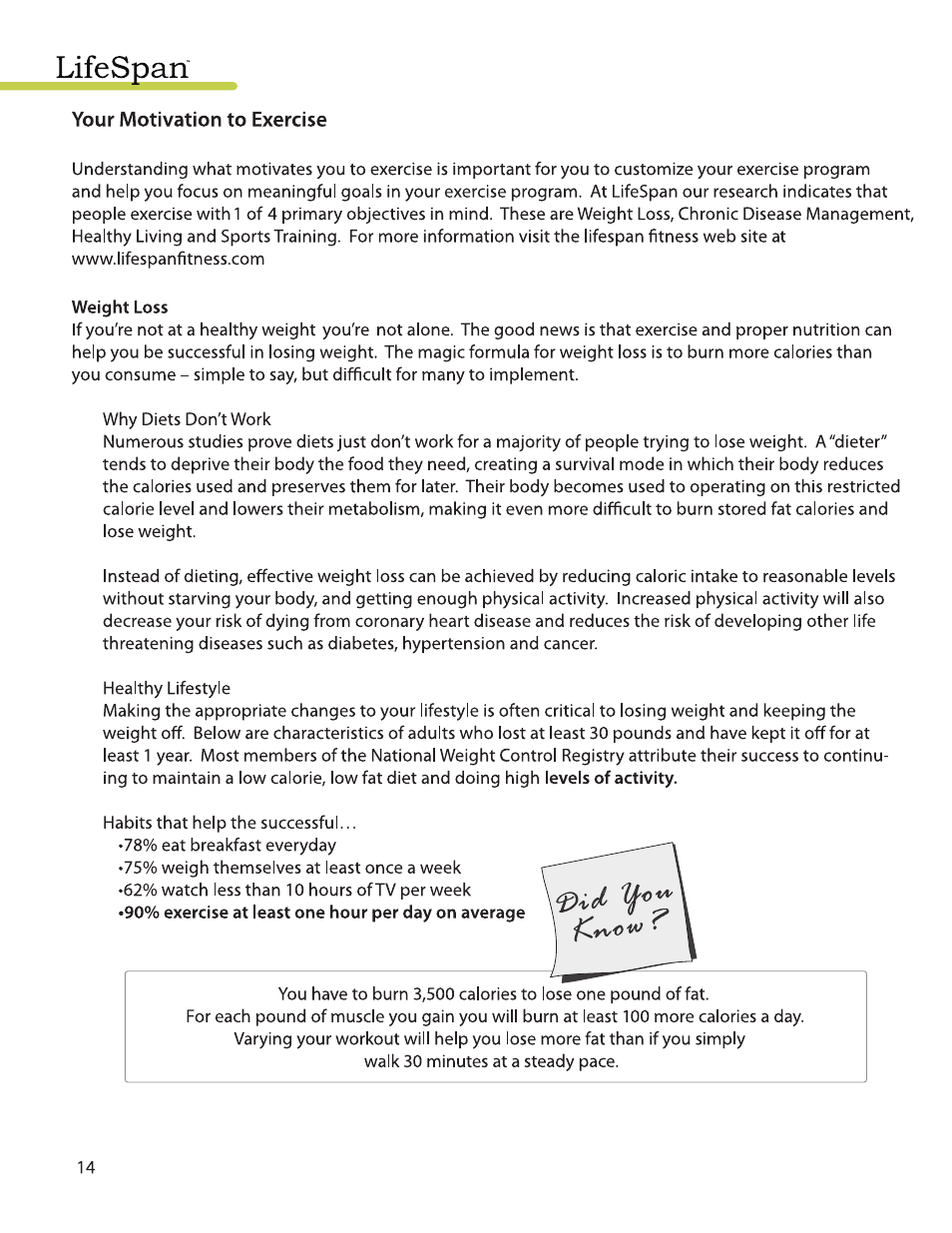 LifeSpan MyTread TR100 User Manual | Page 14 / 40