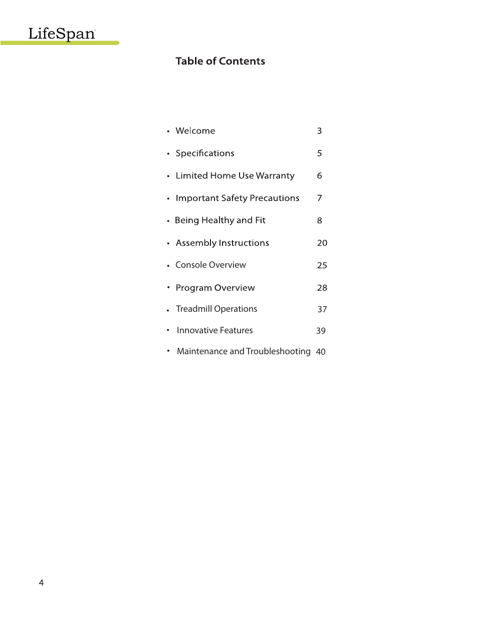LifeSpan TR3000i User Manual | Page 4 / 48