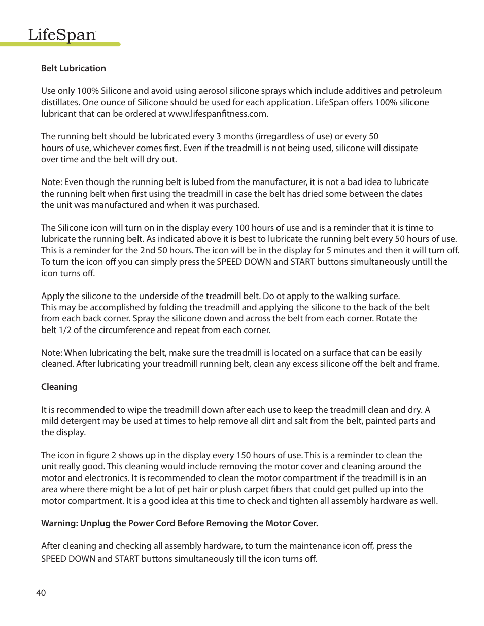LifeSpan TR3000i User Manual | Page 40 / 48