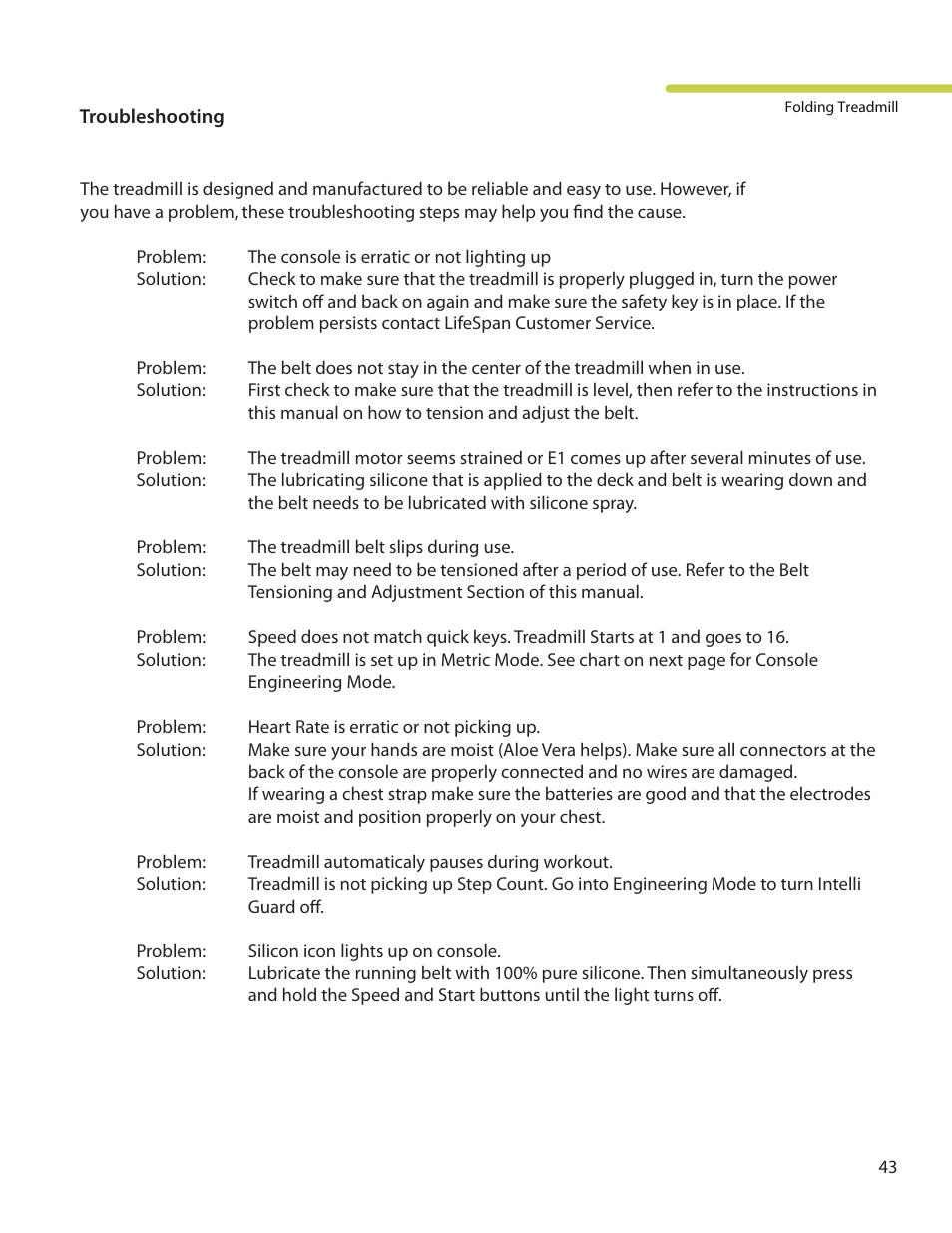 LifeSpan TR3000i User Manual | Page 43 / 48