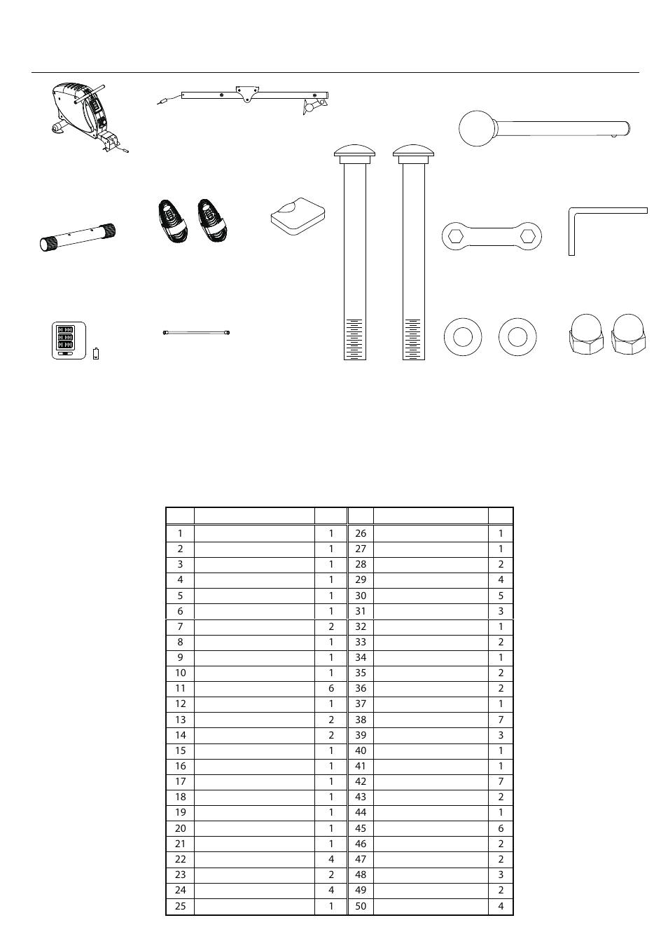 Complete parts list, Main contents | LifeSpan RW1000 User Manual | Page 3 / 8