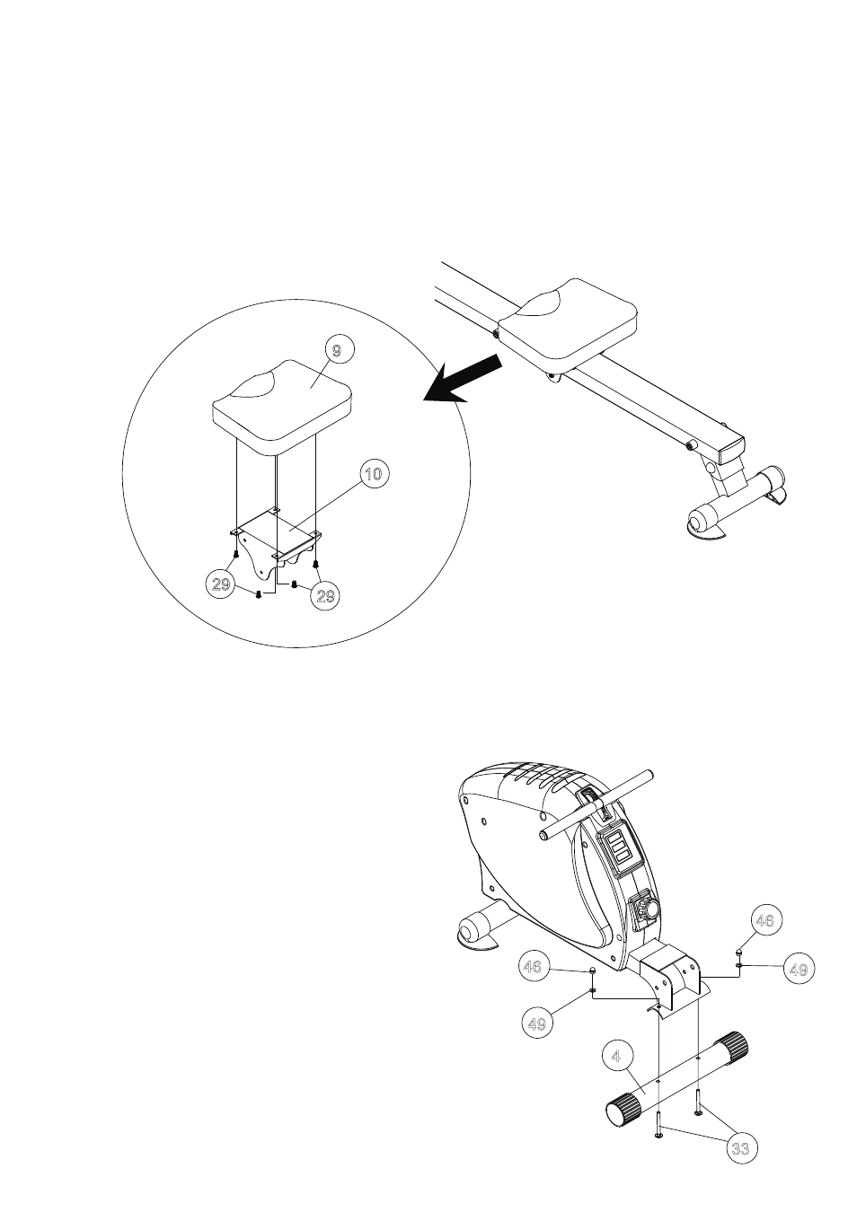 Step 1, Step 2, Attach seat to sliding rail | Attach middle base to main frame | LifeSpan RW1000 User Manual | Page 5 / 8
