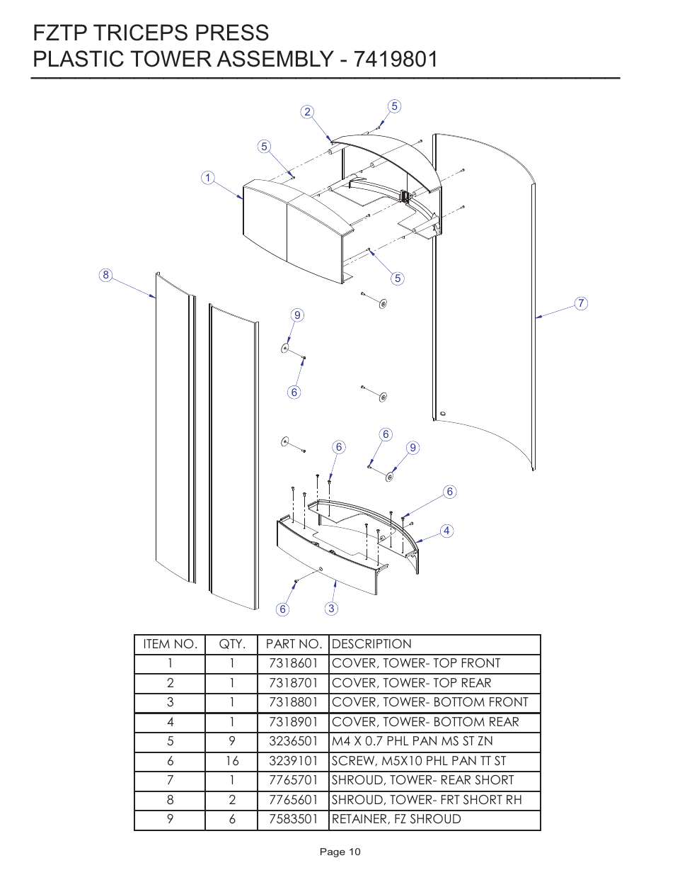 Fztp triceps press | Life Fitness FZTP User Manual | Page 10 / 17