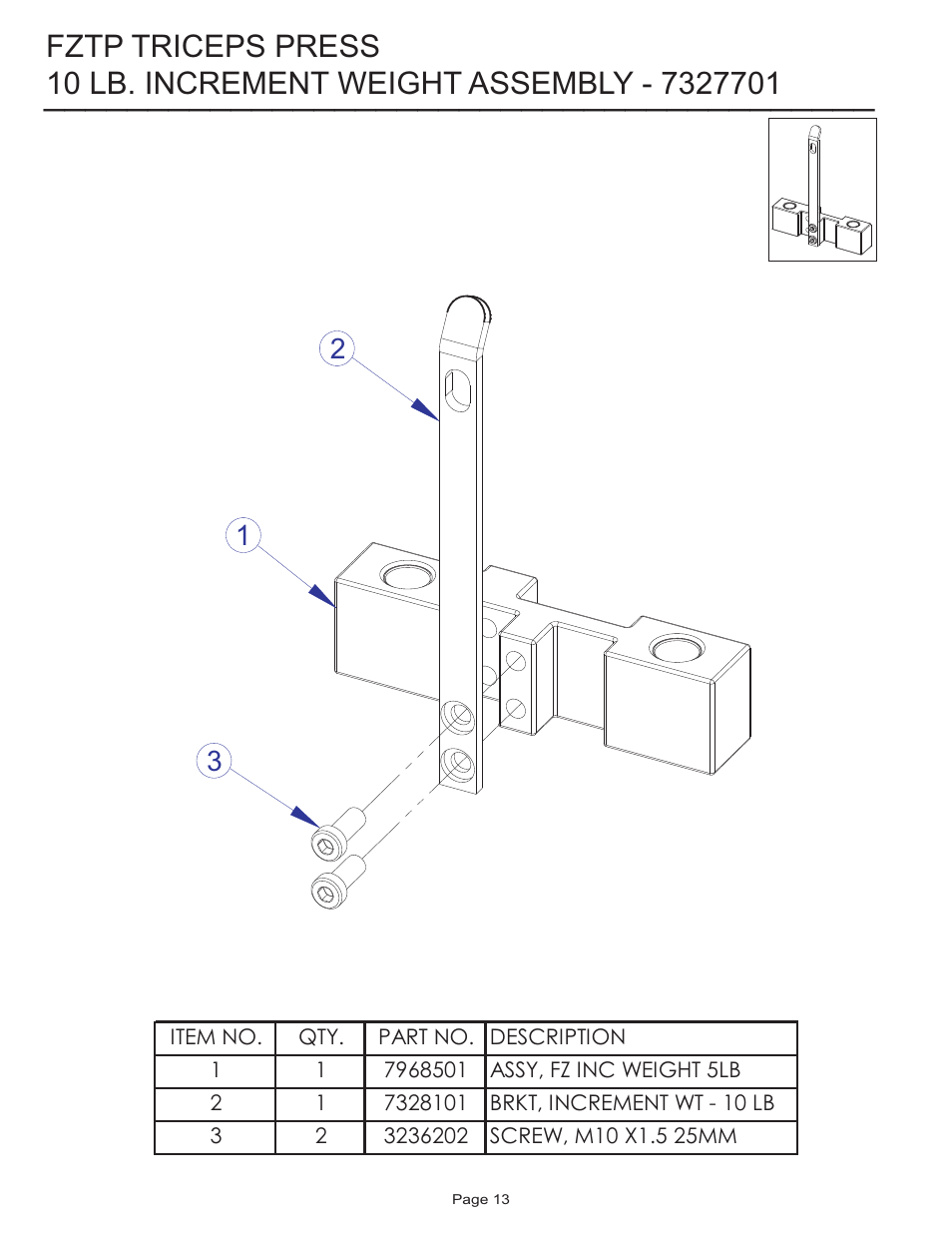 Fztp triceps press | Life Fitness FZTP User Manual | Page 13 / 17