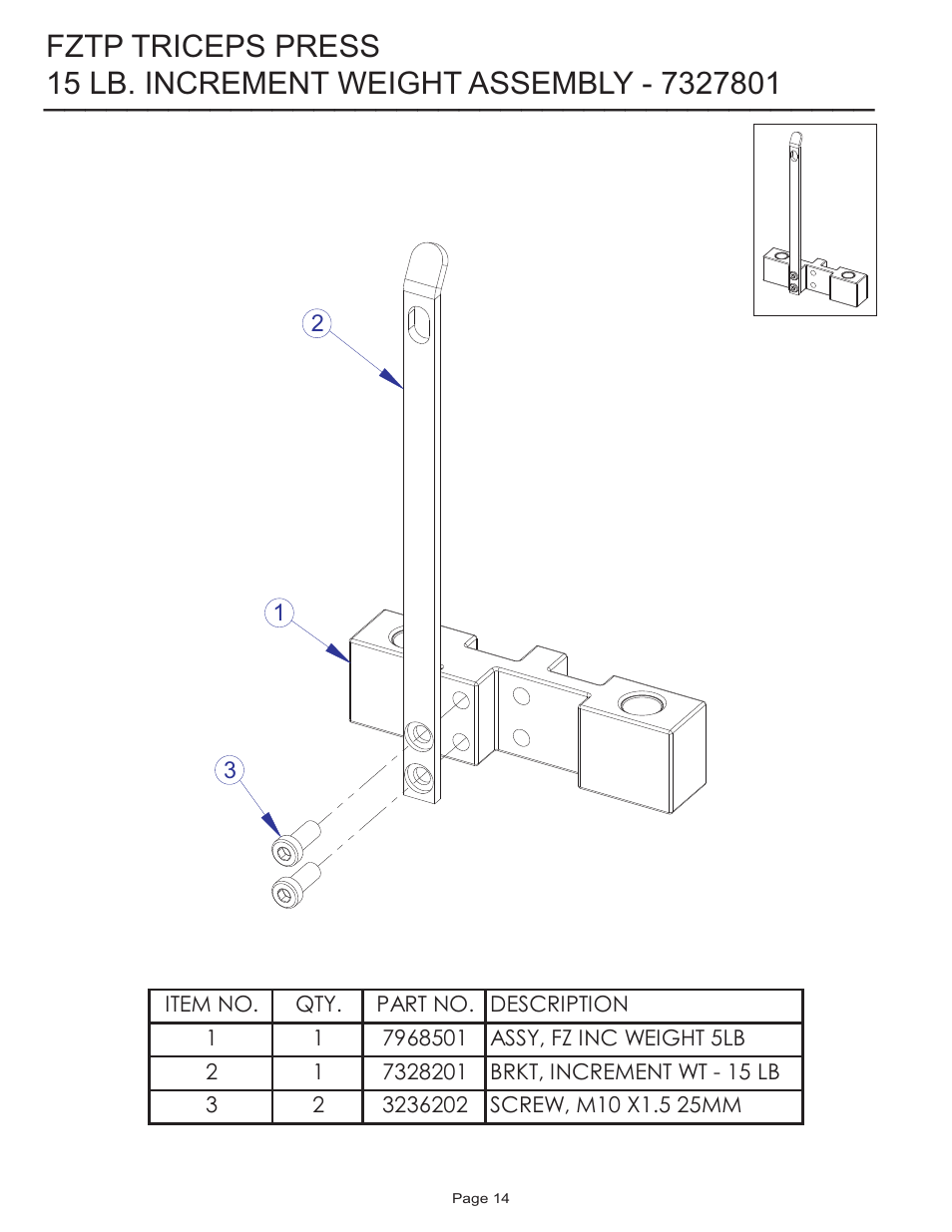 Fztp triceps press | Life Fitness FZTP User Manual | Page 14 / 17