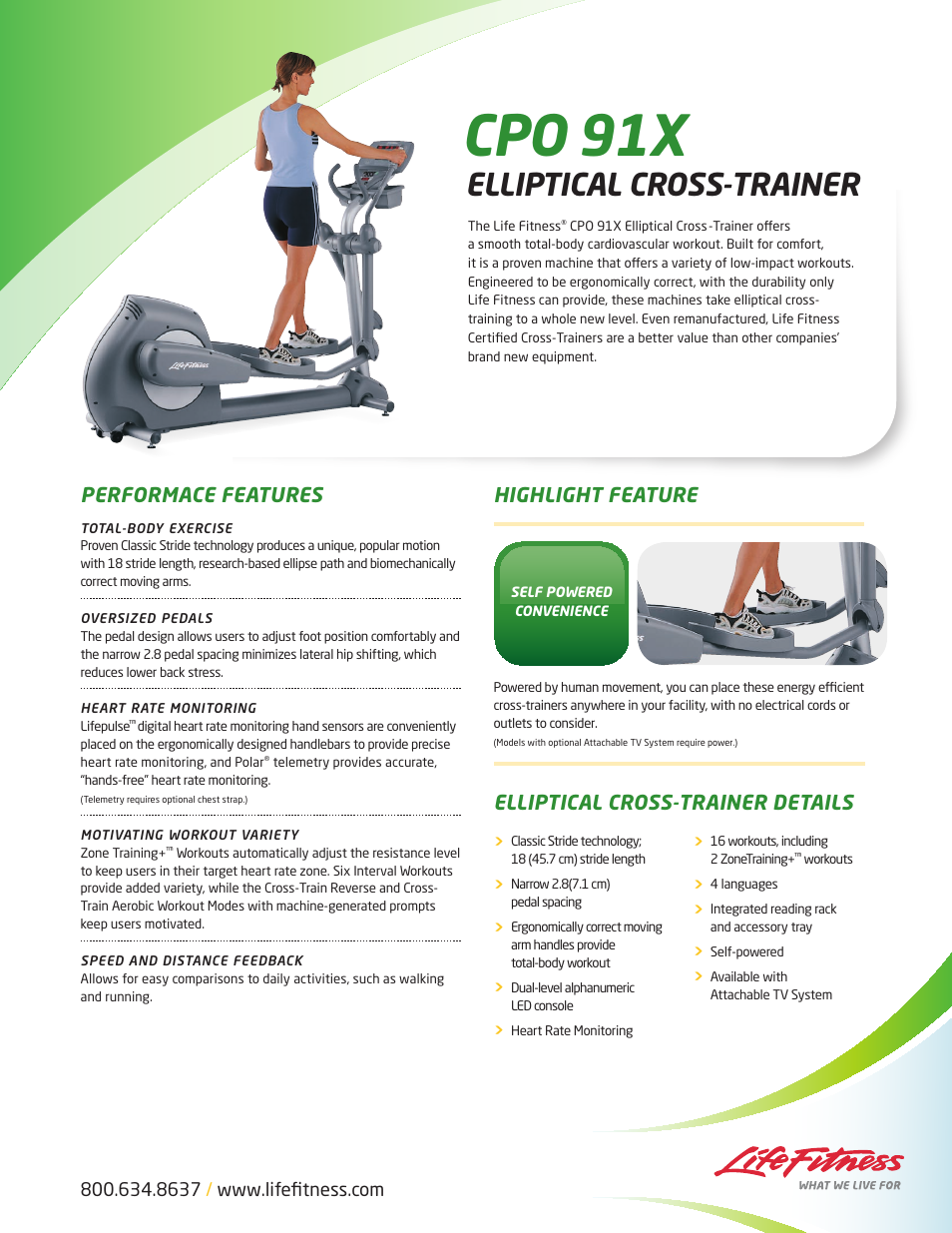 Life Fitness CPO 91X User Manual | 2 pages