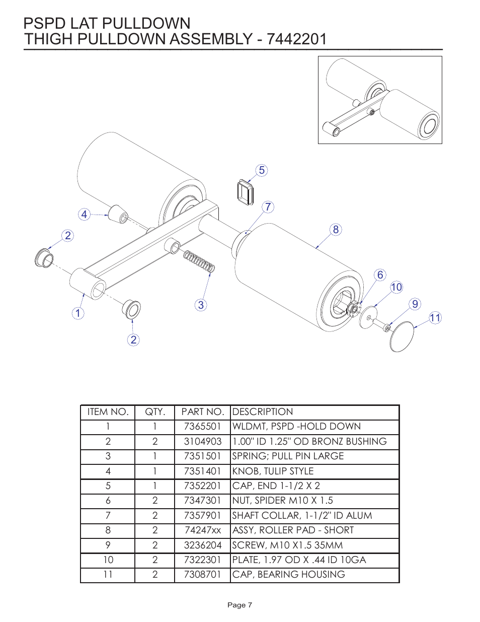 Pspd lat pulldown | Life Fitness Pro 2 Series PSPD User Manual | Page 7 / 11