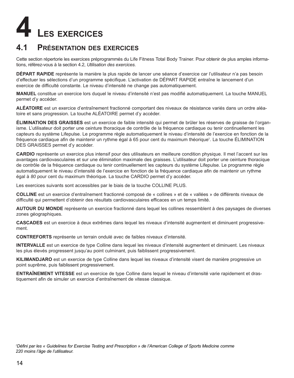 Es exercices | Life Fitness 91Xi User Manual | Page 43 / 83