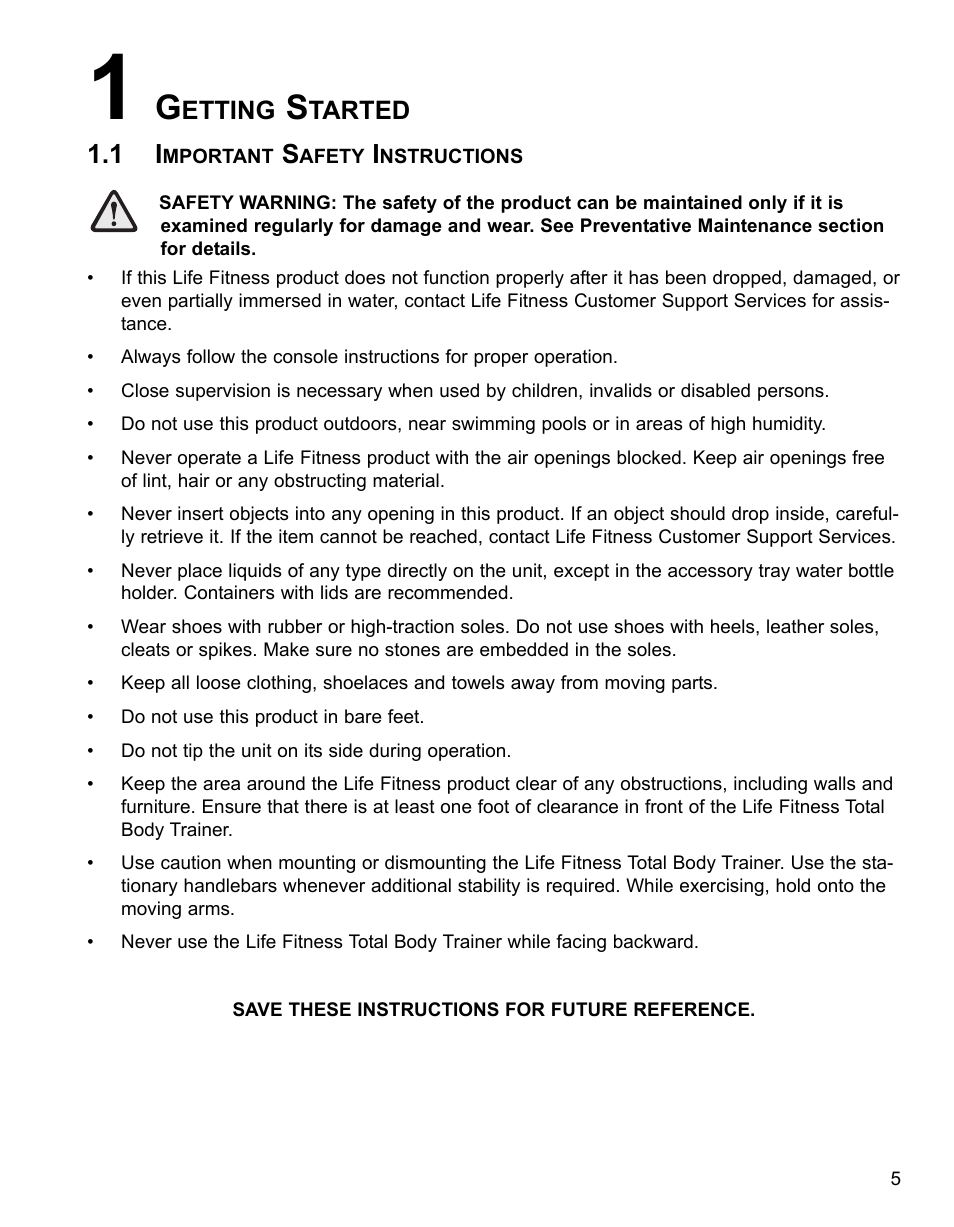 Etting, Tarted | Life Fitness 91Xi User Manual | Page 6 / 83