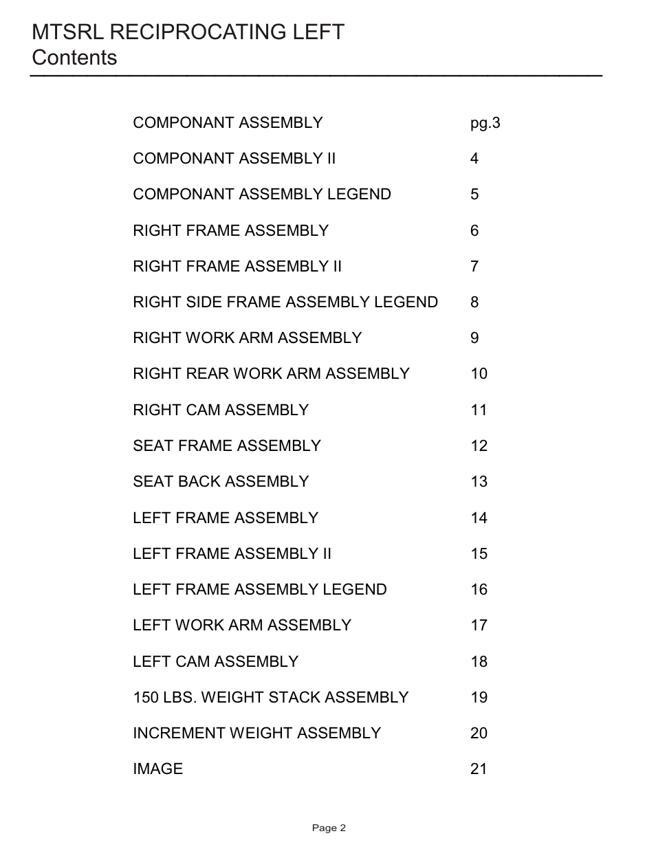 Life Fitness MTSRL User Manual | Page 2 / 21