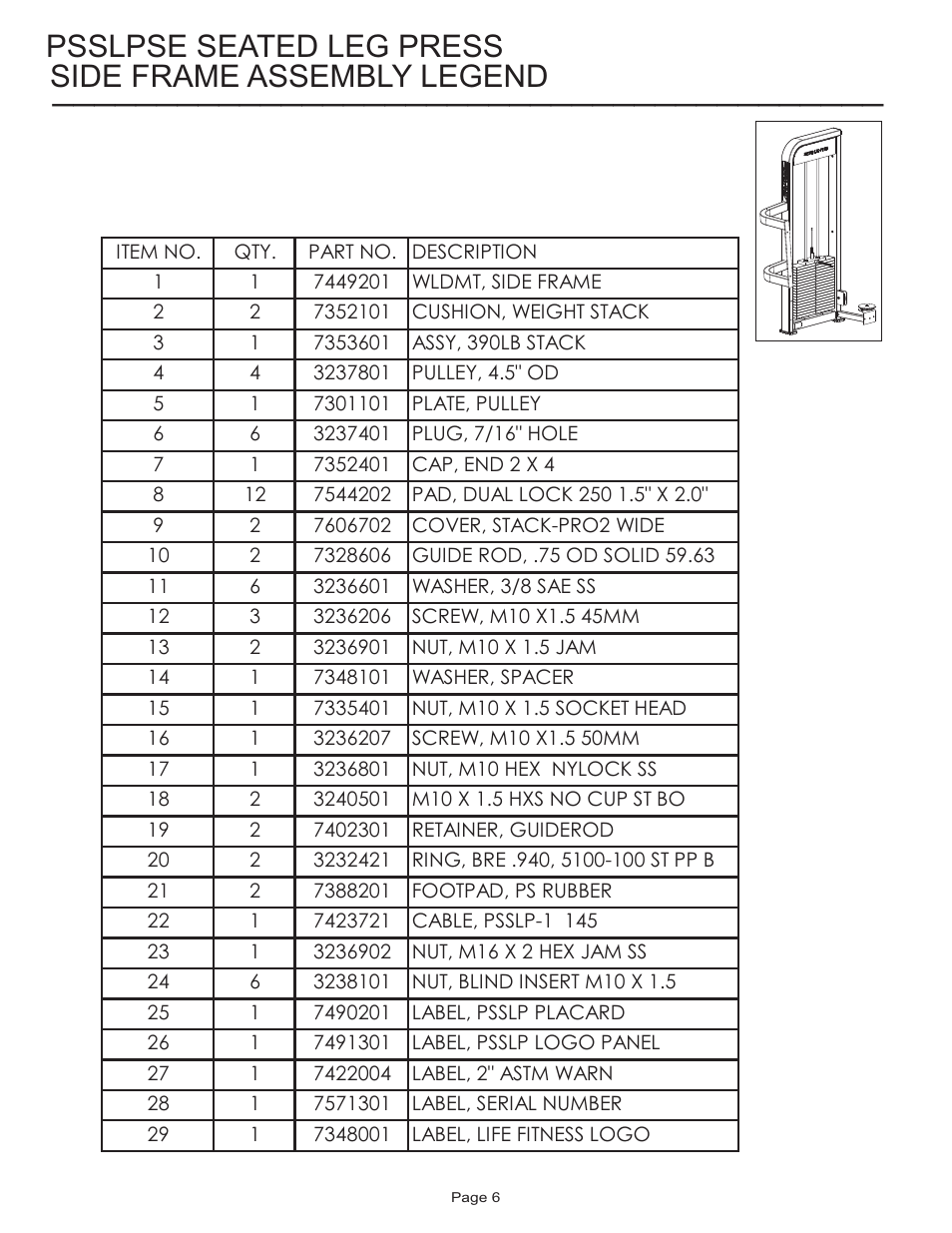 Life Fitness Pro 2 Series PSSLPSE User Manual | Page 6 / 22