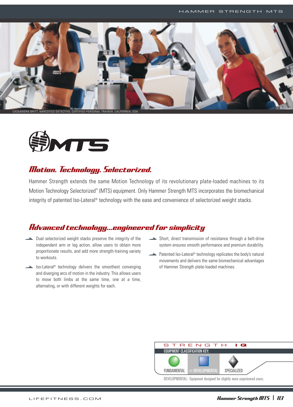 Motion. technology. selectorized, Advanced technology...engineered for simplicity | Life Fitness Hammer Strength MTS User Manual | Page 2 / 6