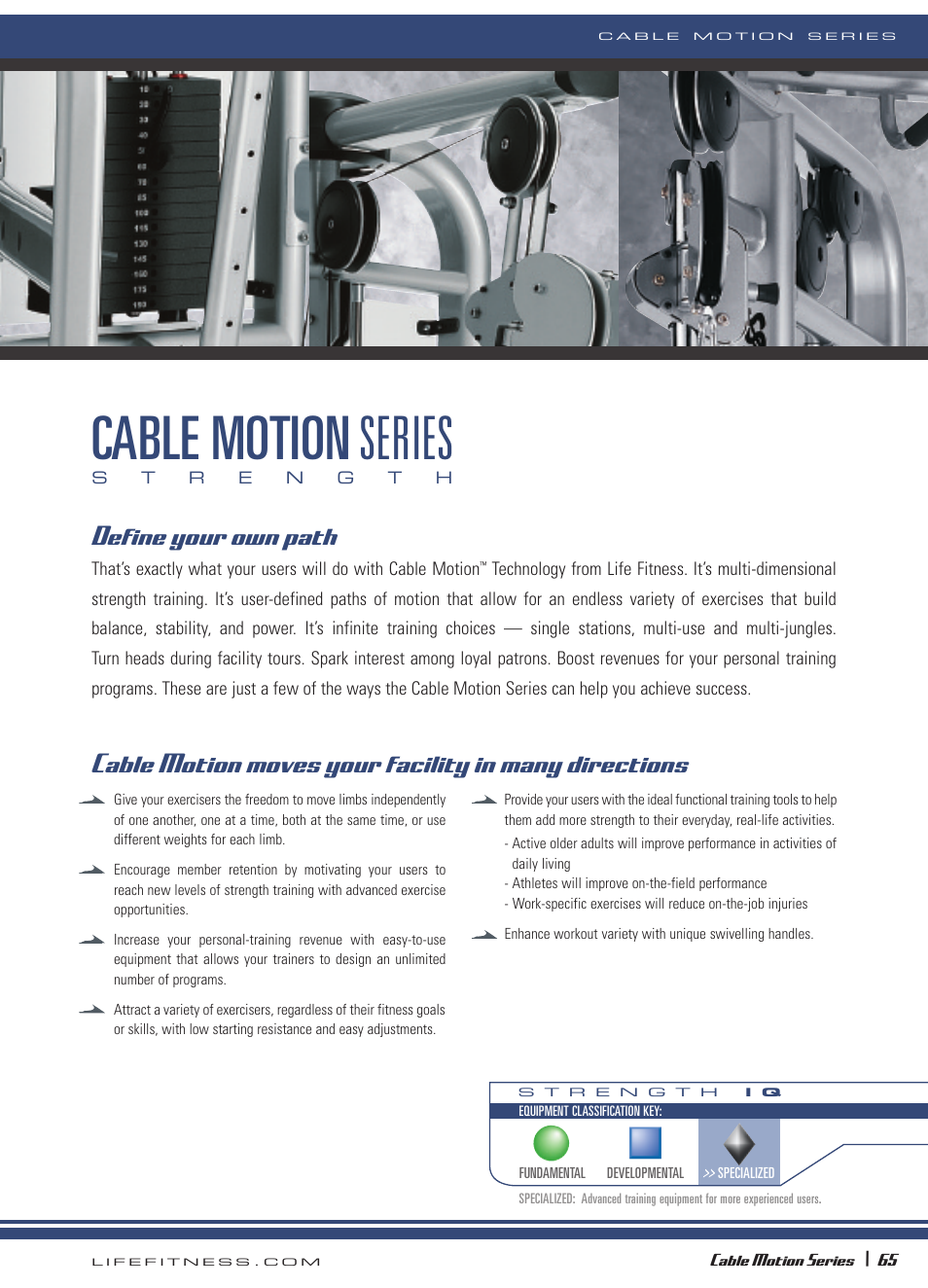 Cable motion series, Define your own path | Life Fitness Cable Motion Series 64 User Manual | Page 2 / 8