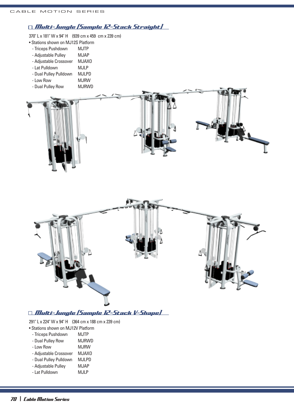 Multi-jungle (sample 12-stack straight), Multi-jungle (sample 12-stack v-shape) | Life Fitness Cable Motion Series 64 User Manual | Page 7 / 8