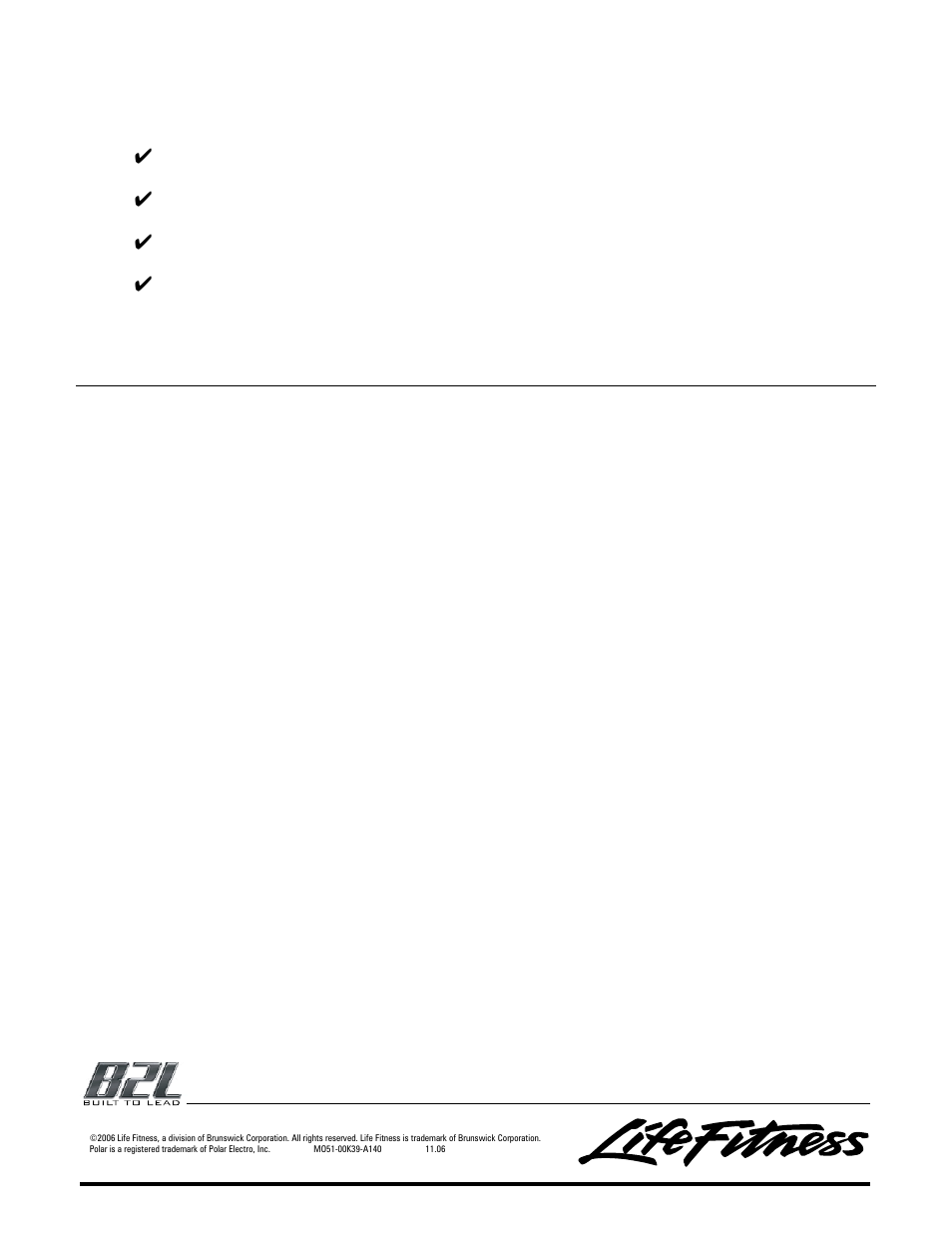 Pre-operation checklist | Life Fitness Recumbent Exercise Bikes 93Ri User Manual | Page 8 / 8